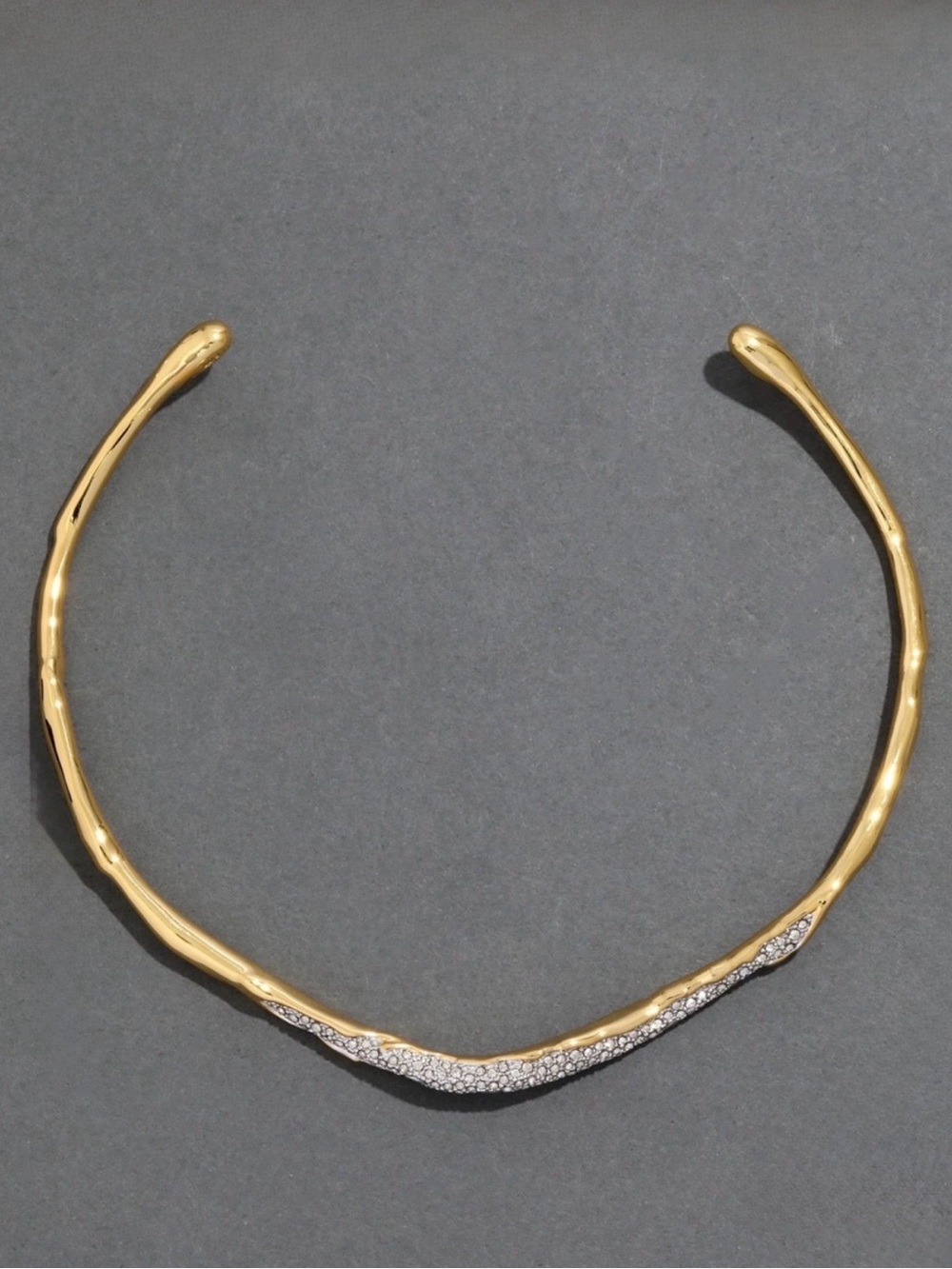 NEW Alexis Bittar Solanales Skinny Collar Necklace Gold Clear CZ SB11